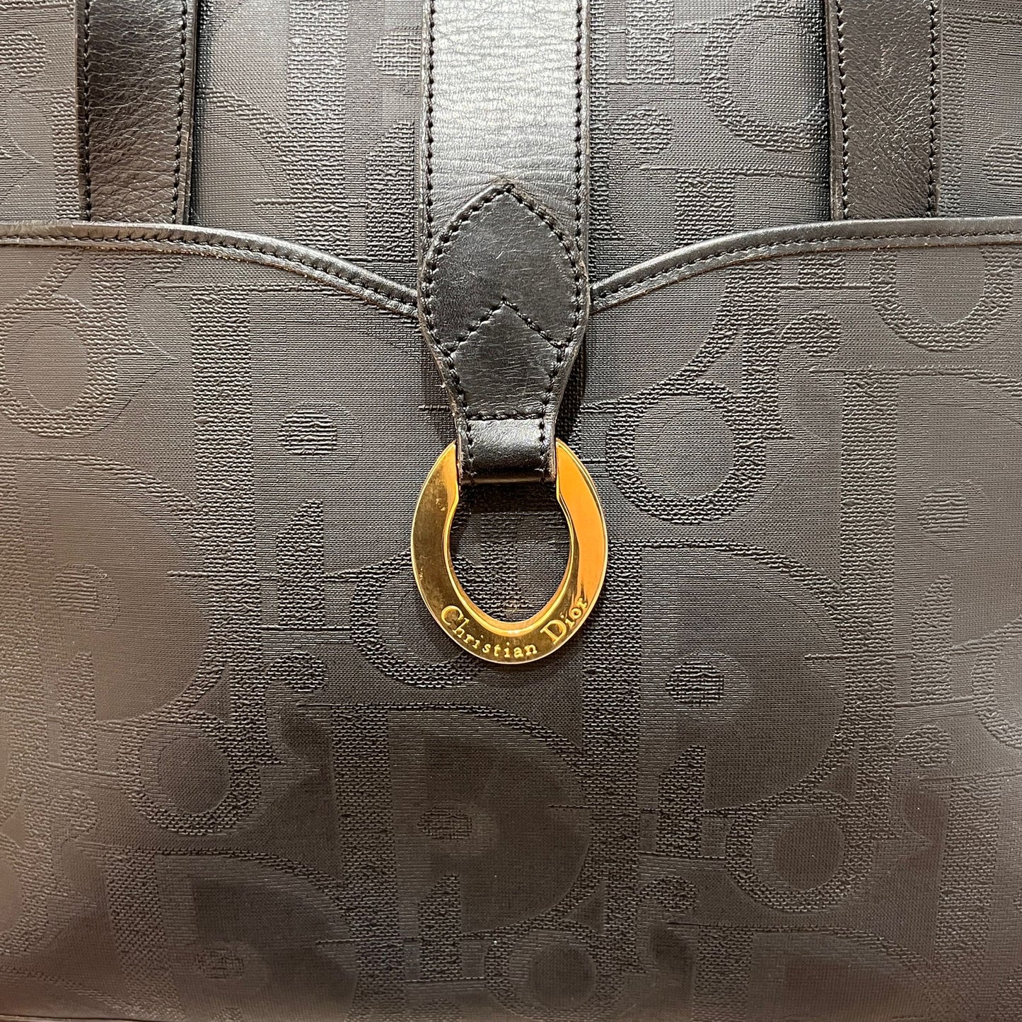 Christian Dior Vintage Black Trotter Pvc Tote Bag