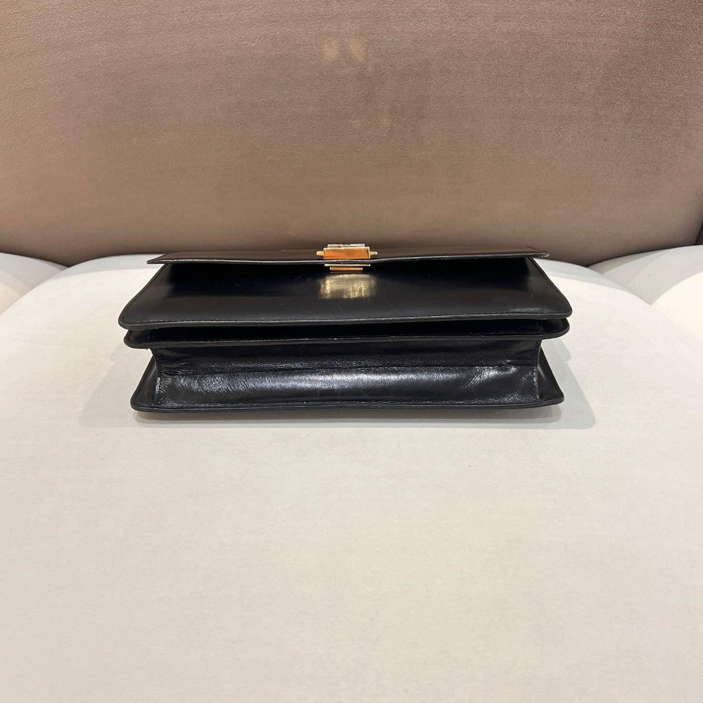 Yves Saint Laurent Vintage Black Leather Chain Shoulder Bag