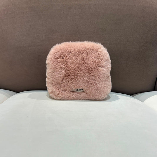 Miu Miu Pink Faux Fur Cosmetic Pouch
