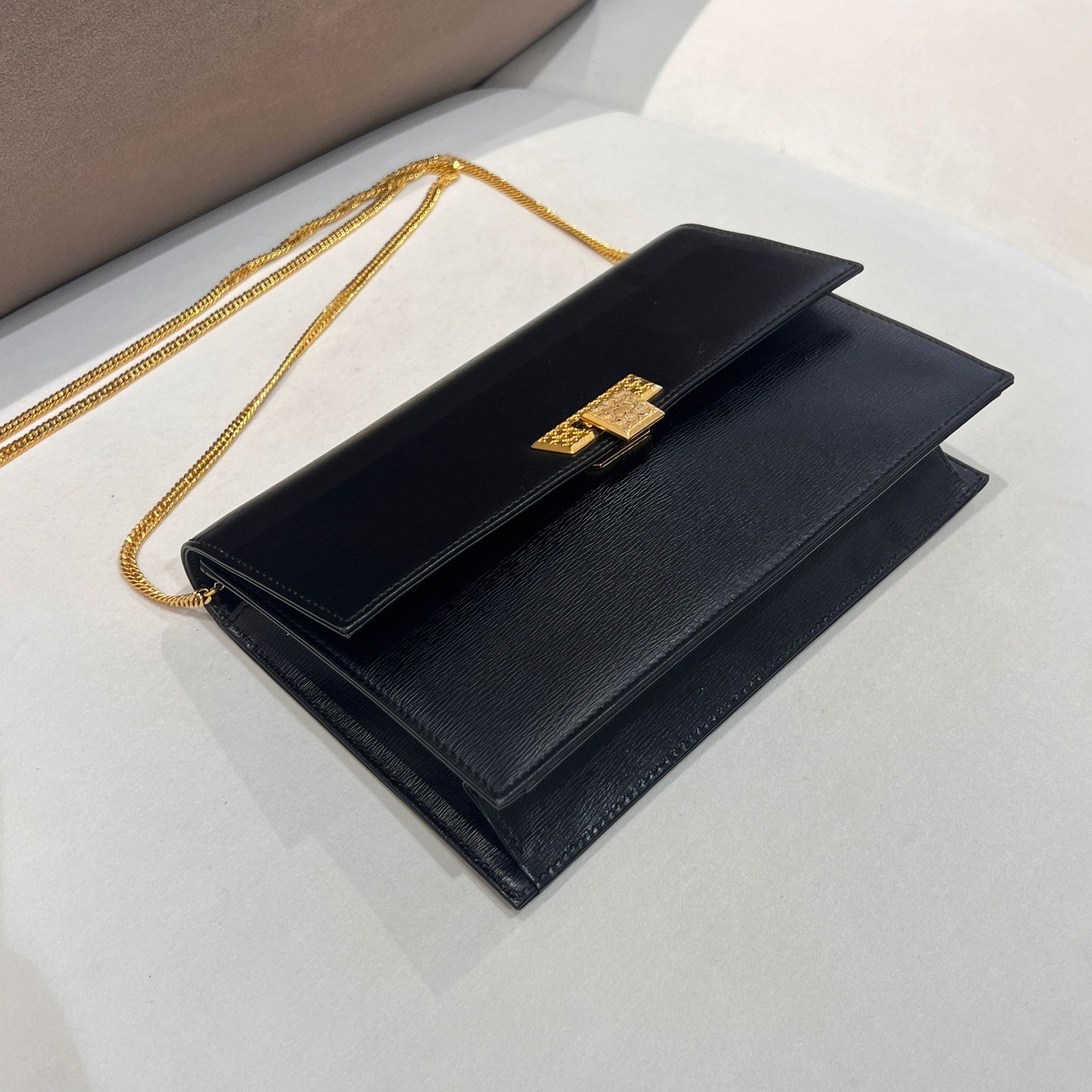 Christian Dior Vintage Black Leather Chain Shoulder Bag