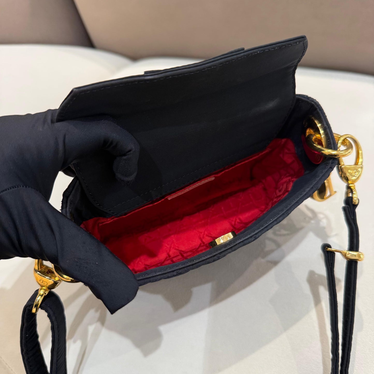 Christian Dior Vintage Lady Dior Cannage Black Shoulder Bag