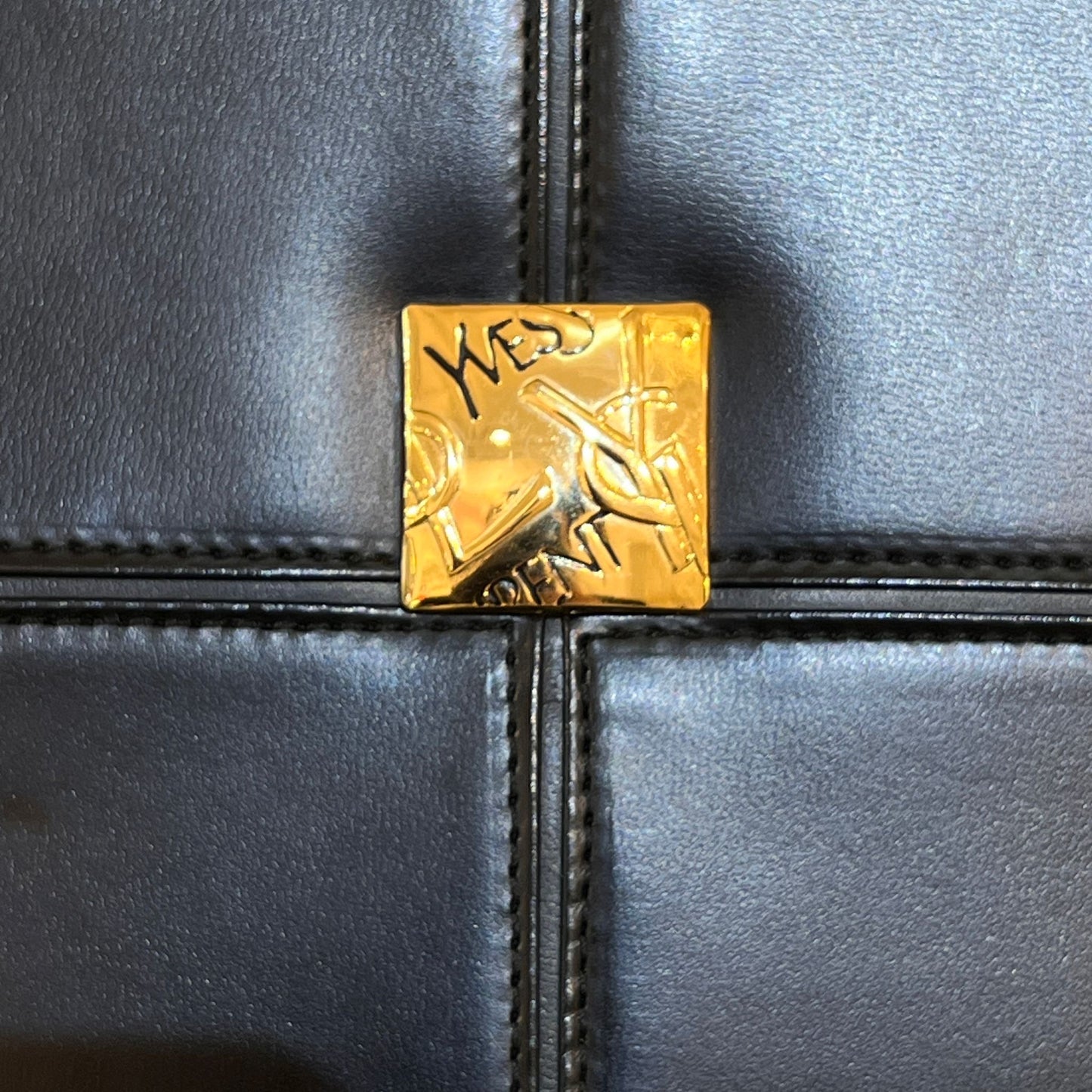 Yves Saint Laurent Vintage Black Leather Handbag With Ysl Logo Hardware