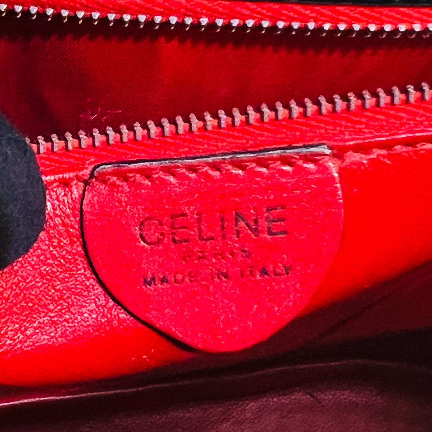 Celine Vintage Black Leather Gancini Closure Top Handle Bag