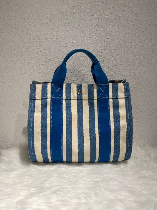 Hermes Handbag Blue&White Color Silver Metal Fittings