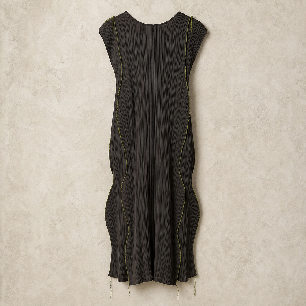 Issey Miyake Vintage Brown Color Dress - back view