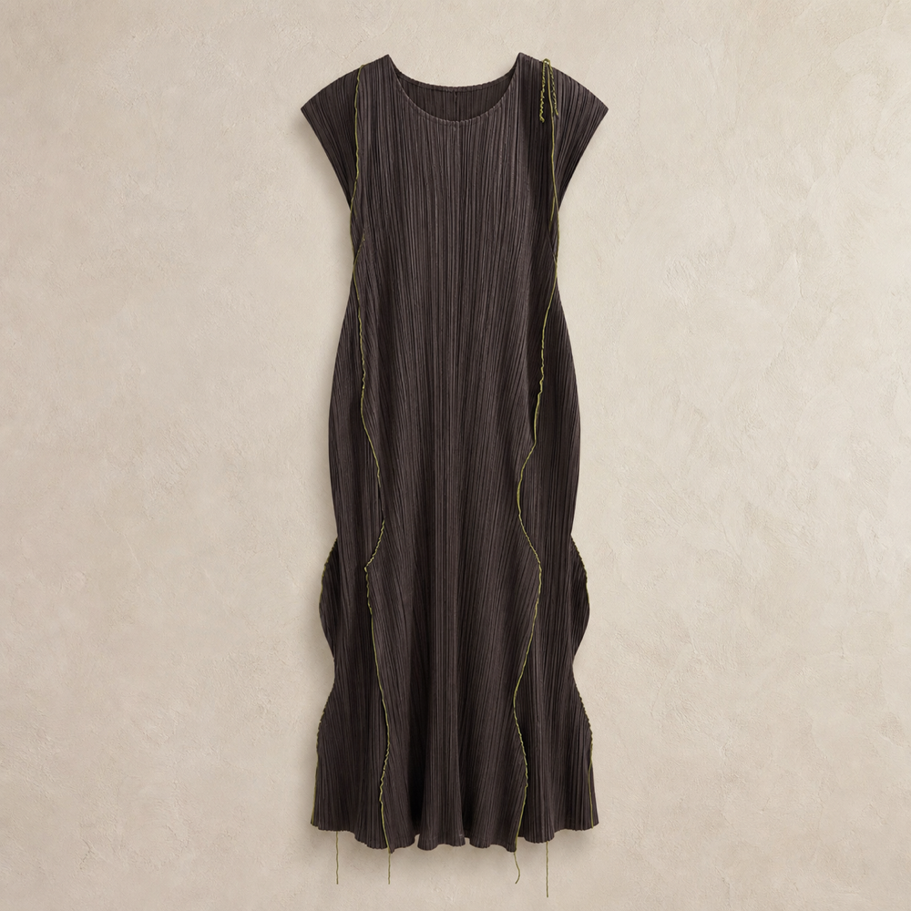 Issey Miyake Vintage Brown Color Dress - front view
