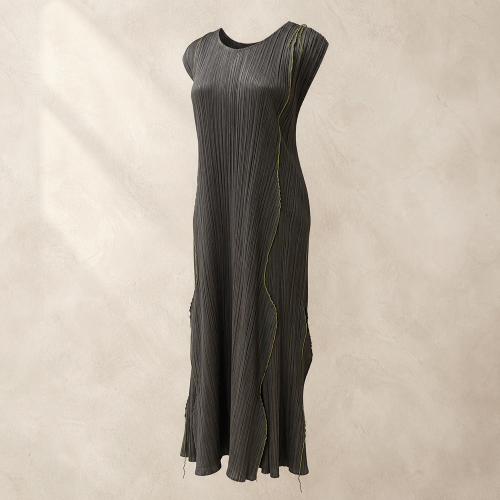 Issey Miyake Vintage Brown Color Dress - right-front view