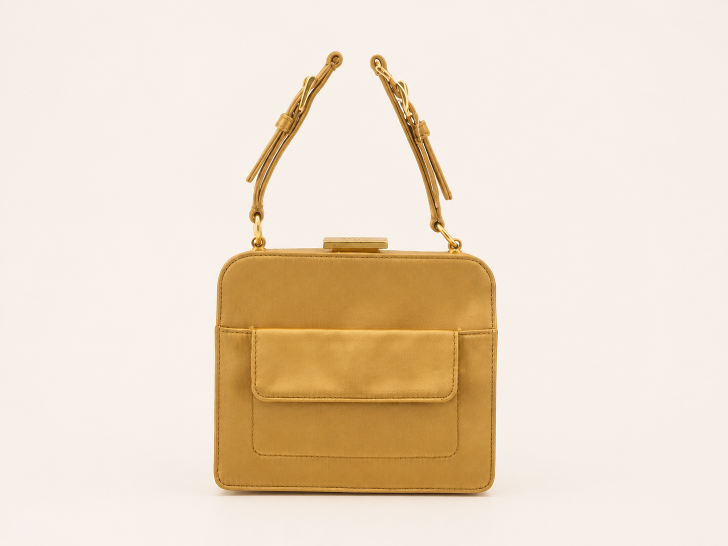 Vintage Prada gold square frame handbag with front slip pocket