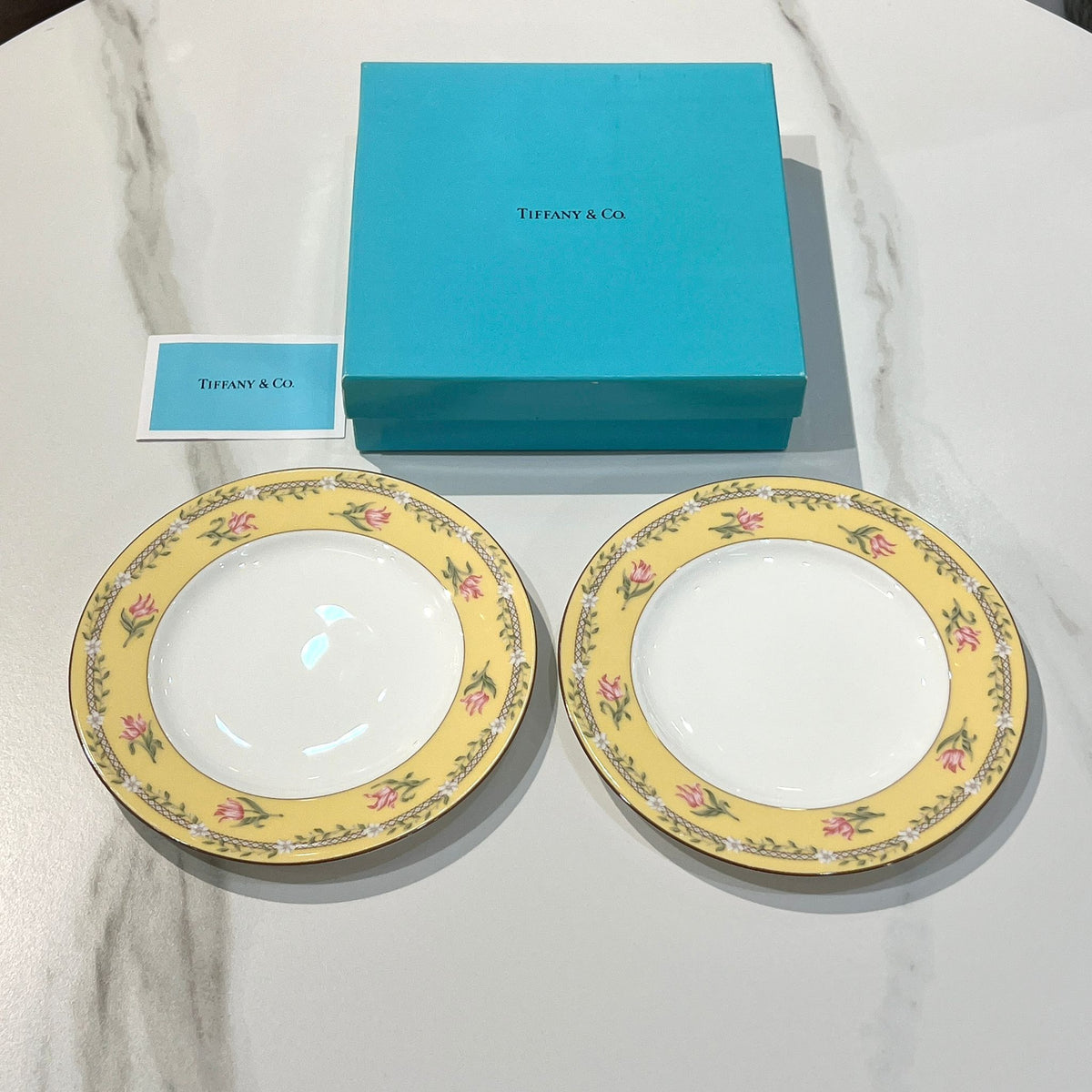 Tiffany & Co. floral porcelain plates set of two