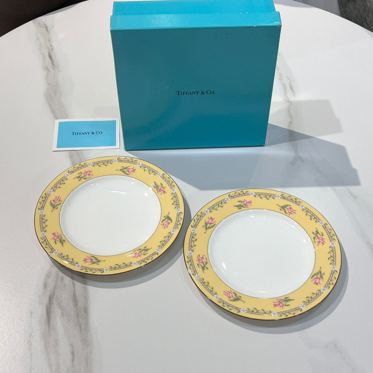Tiffany & Co. floral porcelain plates with box