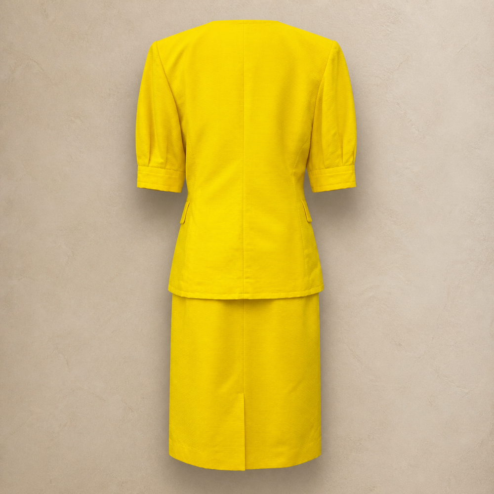 Yves Saint Laurent Vintage Stylish Sharp Yellow Suit - back view