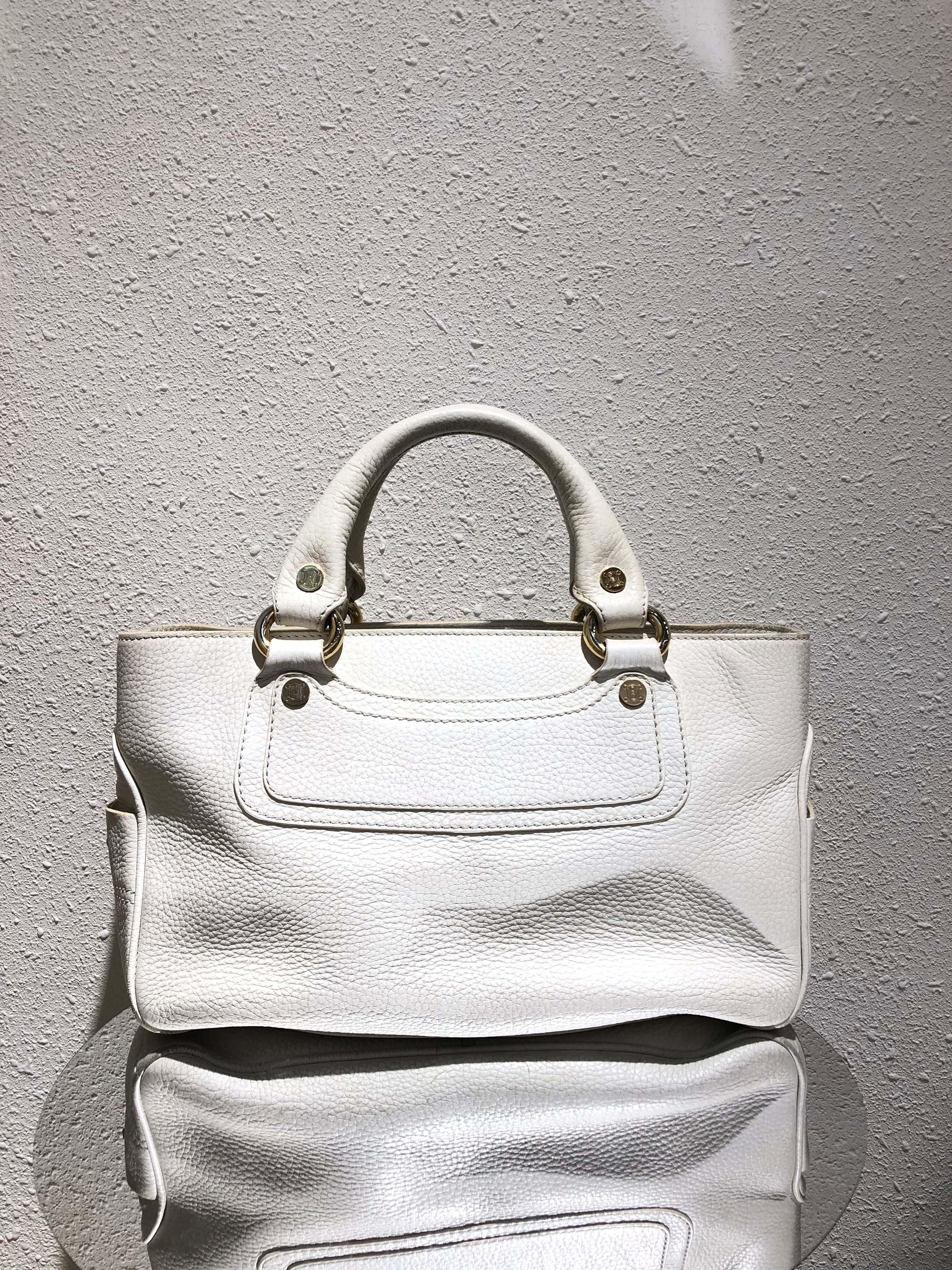 Celine White Leather Boogie Bag – diorellame